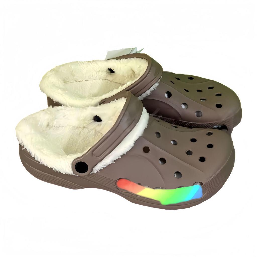 Beiya Fleece-Lined Wool Slippers - Men's & Women's Warm Cotton Hole Shoes for Autumn/Winter