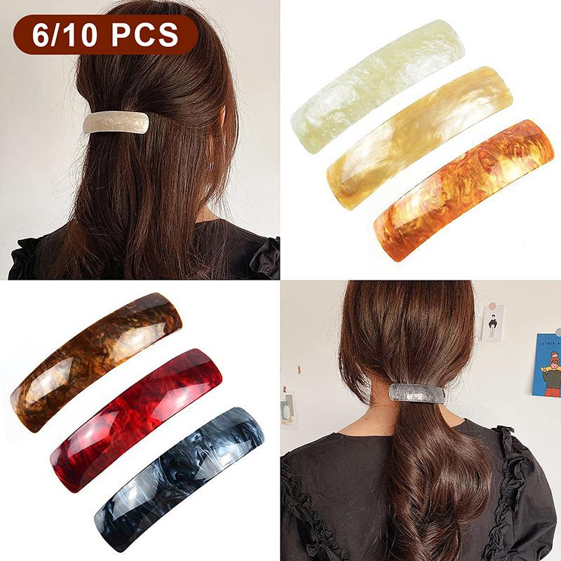 6/10 Pezzi Bellissime Linee Capelli Francesi Semplici Retrò Classiche Grandi Fermagli a Scatto Accessori per Capelli Grandi Fermagli per Capelli per Donne