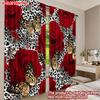 Set Of 2 Flat Printing Happy Valentine Day Curtain Romantic Red Roses Digital Printed Polyester Drapes Birthday Party