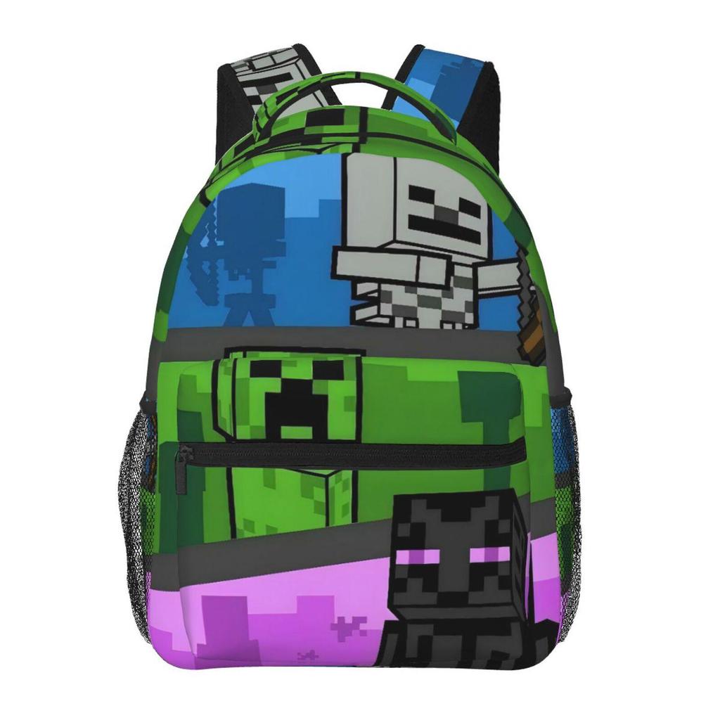 Popular Minecraft Print Lightweight Backpack: Durable, Breathable, Large Capacity, Casual Double Shoulder Bag.