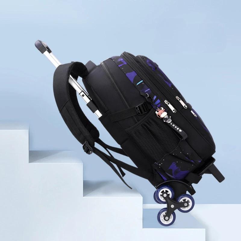 Schulrucksack für Kinder Jungen mit Rollen Tasche Schülerrucksack Trolley Schultasche mit Rädern Rollendes Gepäck Buchtasche