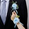 1 pz Fiore Artificiale Accessori Matrimonio Corsage da Polso Bottoniera Matrimonio Braccialetti per Damigelle Rose di Seta