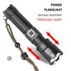 High Power XHP70 LED Flashlight Rechargeable Zoom Torch Tactical Lantern USB Charging Hand  Lamp  18650 or 26650 Battery