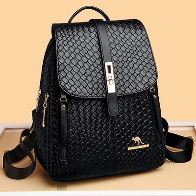 Luxury Women Leather Backpacks for Girls Sac A Dos Casual Daypack Black Vintage Backpack School Bags for Girls Mochila Rucksack
