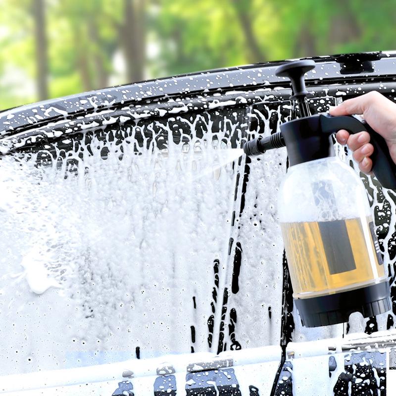 2L Manual Air Pressure Foam Sprayer for Car Wash, Acid & Alkali Resistant, Ideal for Garden and Household Use.