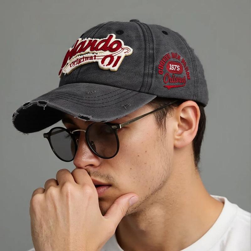 1PC Peaked Cap Spring Summer Embroidery Sun Visors Baseball Hat Punk Holes For Men Women Snapback Hip Hop Letter Washed Cotton
