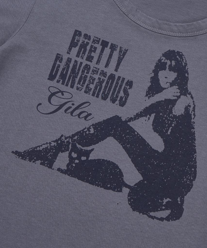 Gillaakaibeu Danger Girl Crop T-Shirts_Navy