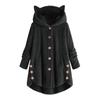 Women's Loose Plush Solid Color Single Breasted Pocket Hood Zipper Jacket