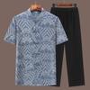 Men's Summer Tang Suit: Short Sleeve, Stand Collar, Frog Buttons, Two-Piece Set, Multi-color