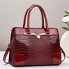 2026 New Crocodile Pattern Handbag Bright Leather Women's Bag Simple Middle-aged Women's Bag Cross-border Large Bag Mother's Bag