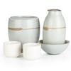 Sake and Hot Sake Set - Ceramic 5-Piece Set: 1 X 150ml Sake Carafe, 2 X 30ml Sake Cups, 1 X 350ml Sake Carafe, 1 X Sake Warmer, 1 X 70ml Lid. The Cara