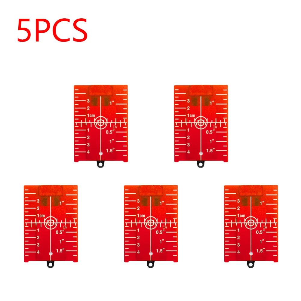 1-5Pcs Vertical/Horizontal Laser Level Target Card Red/Green Line Spot Enhancement Magnetic Inch/cm Leveling Board Tool Part
