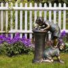 Resin Figurine Sculpture: Boys and Girls Playing In Water Garden Ornament