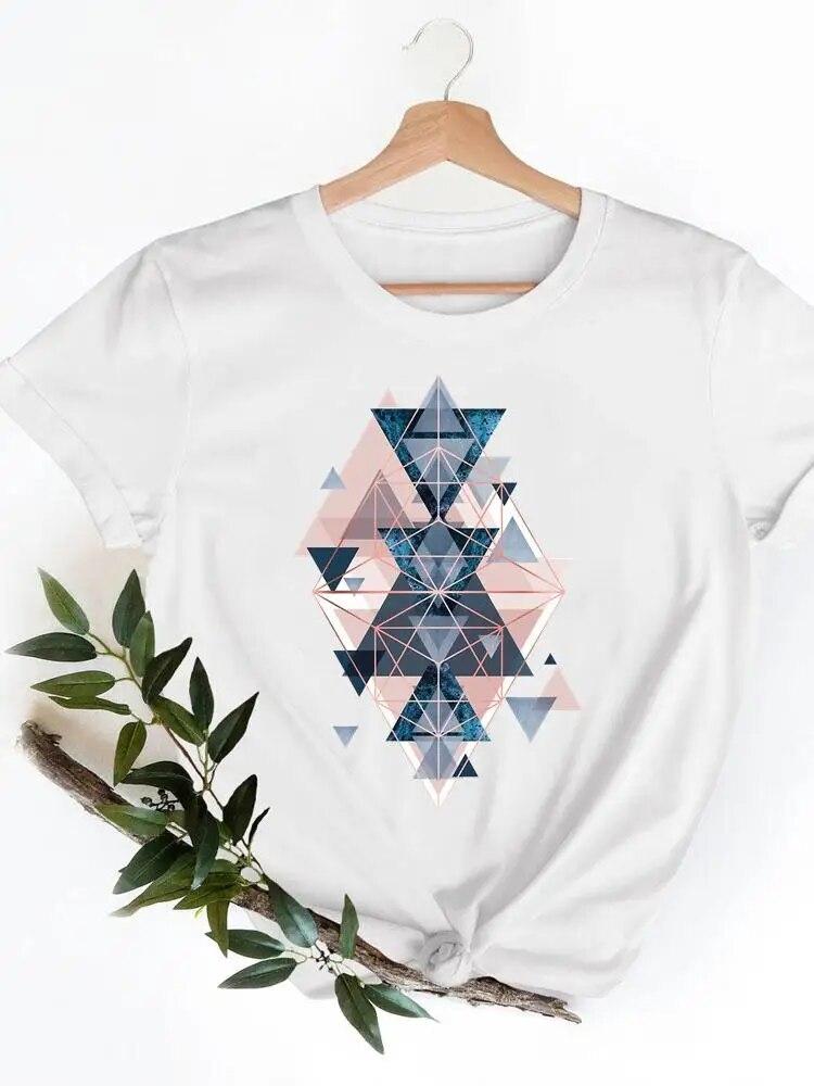 Short Sleeve Ladies Print T-shirts Geometric Spring  Clothing Women T Clothes Summer Casual Fashion Female Graphic Tee