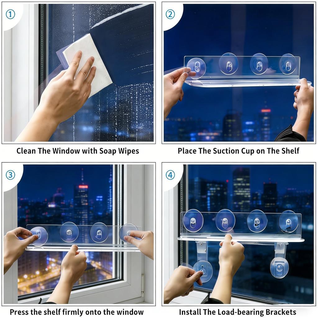 12x5 Inch Size Acrylic Plant Shelf Window Shelf Set