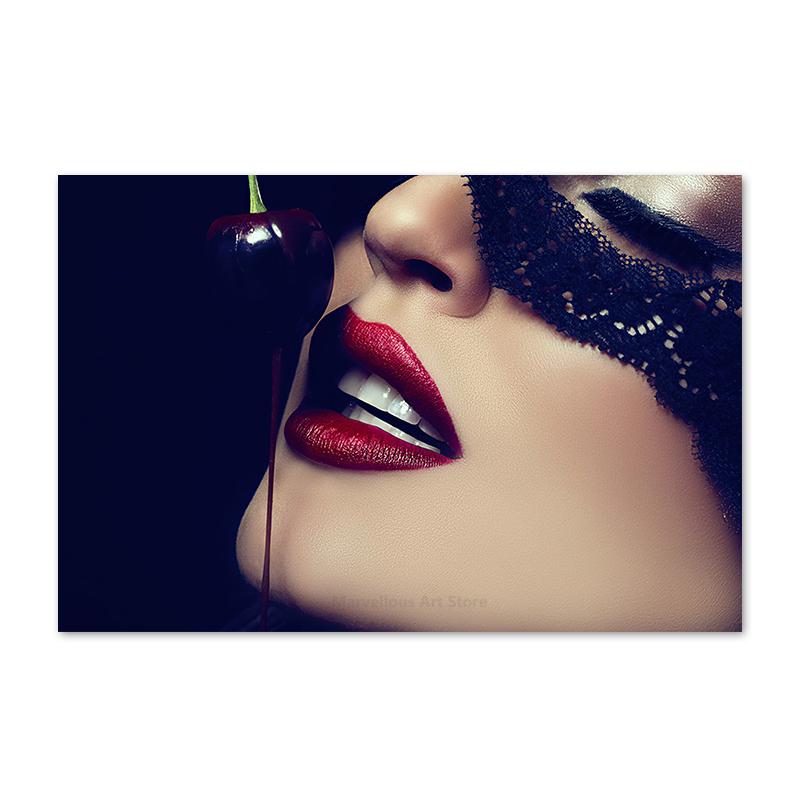 

Модні сексуальні червоні губи жіночі плакати та принти Сучасна фігура Картини на полотні Настінні картини для домашнього декору вітальні, кафе 21x30cm No Framed