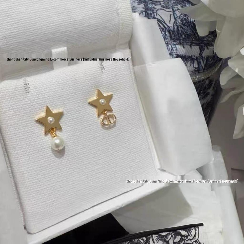 Asymmetrical Pearl and Star Letter CD Earrings - Trendy Women's Fashion