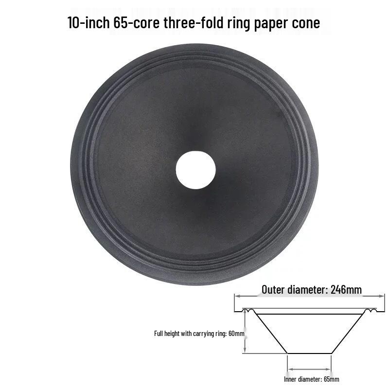 10-inch Woofer Paper Cone with Double/Triple Roll Foam Edge, 50-65mm Core Hole