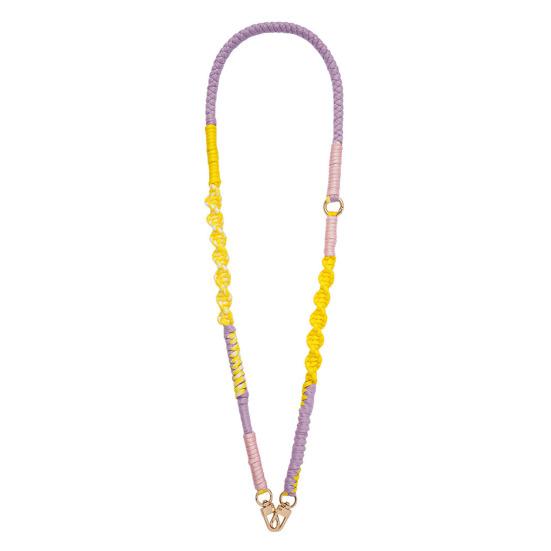 Hand Braided Phone Lanyard Bohemian Flower Design Crossbody Adjustable Wide Shoulder Strap Bag Key Badge Lanyard with Metal Hook