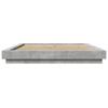 LED Bed Frame in Concrete Grey 150 x 200 cm Engineered Wood