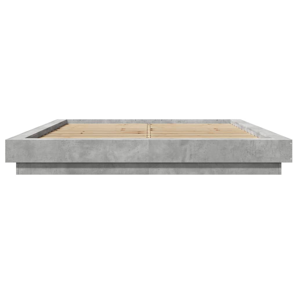 LED Bed Frame in Concrete Grey 150 x 200 cm Engineered Wood