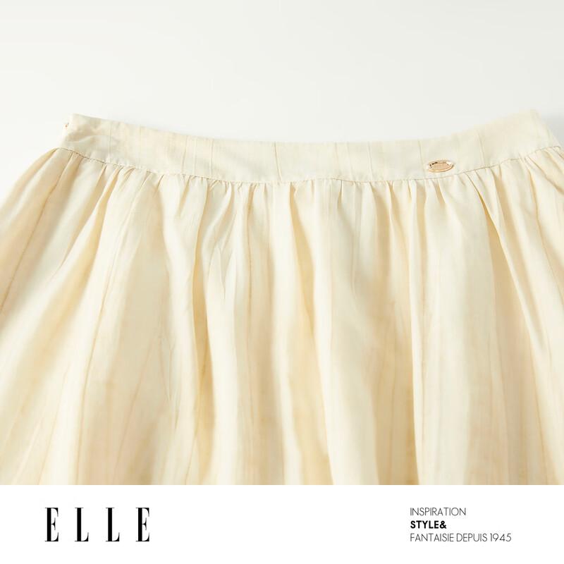 ELLE Draped Lyocell Linen Blend A-Line Skirt