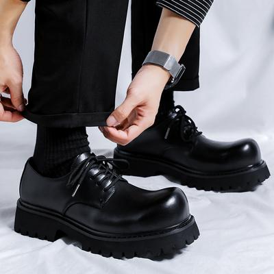 Spring Men Platform Breathe Small Leather Shoes New Fashion Trend Versatile Japan Korean Business Casual Shoes Suit Men Shoes