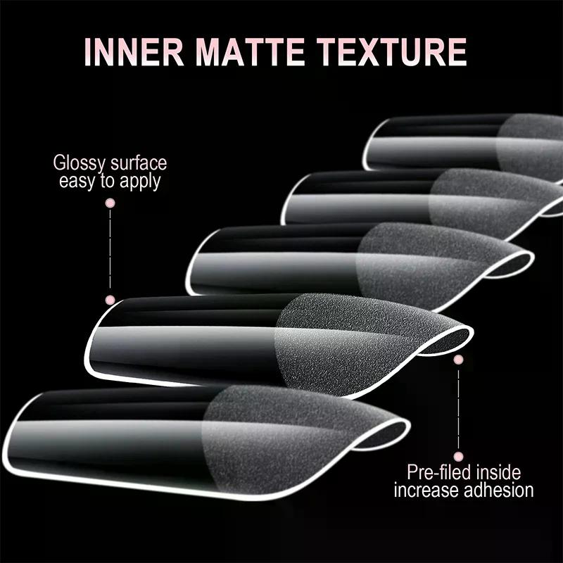 Luxury False Nail Tips Soft Gel Fingertip Semi-matte Capsules Almond French Coffin Full Cover Artificial Fake Nails Extension