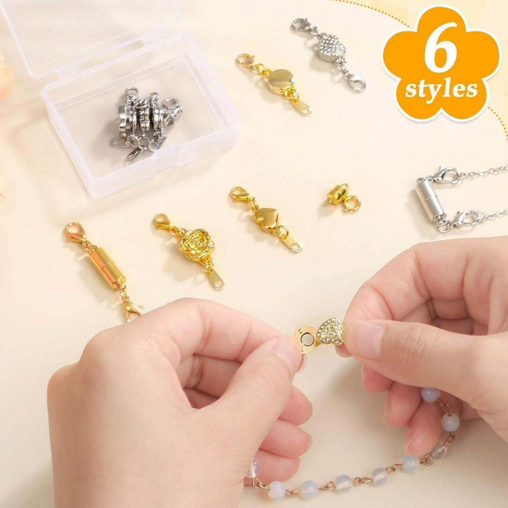 12Pcs Double Head Lobster Magnetic Bracelet Extender Gold/Silver Lobster Clasps  Bracelet