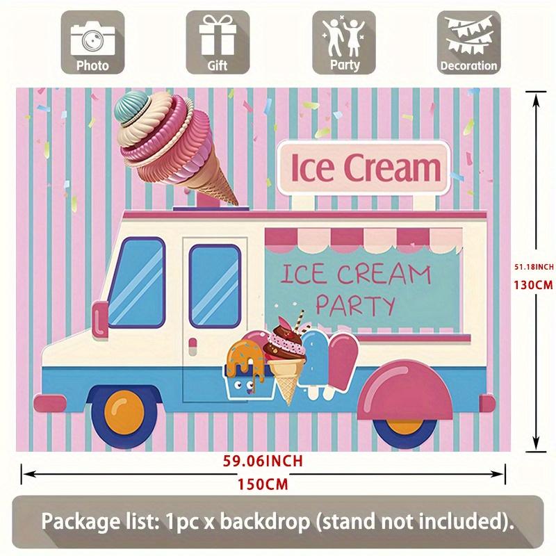 A banner themed around ice cream, which is perfect for decorating an ice cream party.