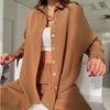 Strickjacke Hosenanzüge Loungewear Damen 2 Stück Nachtwäsche Winter Herbst Nachthemd Solide Vintage Elegant Basic Lose Lässige Homewear