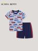 European Style Boys' Round Neck Cotton Two-Piece Summer Set