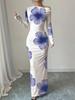 Off-Shoulder Maxi Dress with Asymmetric Neckline and Floral Print, Available in Multiple Colors