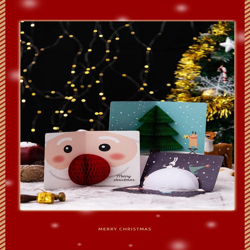 Pop-Up Weihnachtskarten mit Umschlägen und Verschlussaufklebern, 3D Waben-Weihnachtskarten, Niedliche Frohe Weihnachten Karte Feiertagsgruß Geschenk