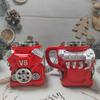 Taza de acero inoxidable con asa y aislamiento para coche, con motor V8 retro, ideal como regalo para hombres y niños.