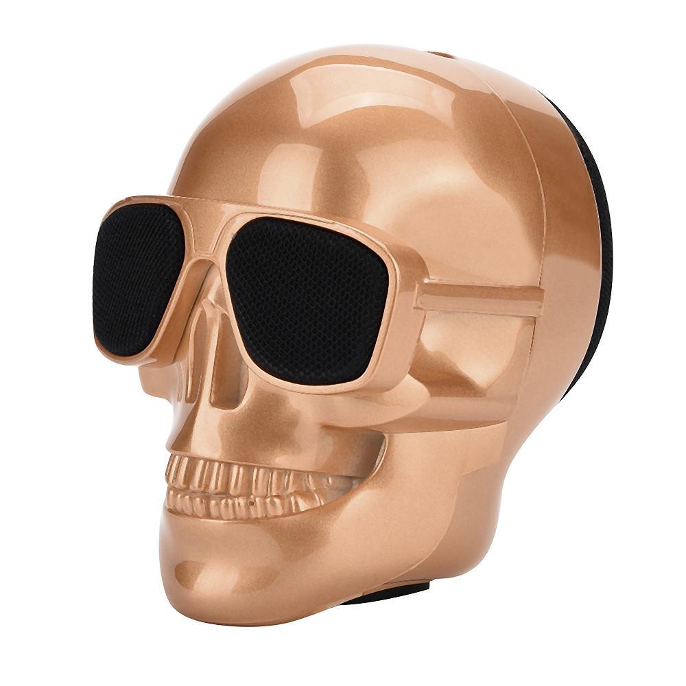 Plating Skull Přenosný bezdrátový reproduktor Bluetooth Mini Subwoofer Stereo s DSP kompatibilní s telefonem/PC Outdoor Car Waterproof Audio