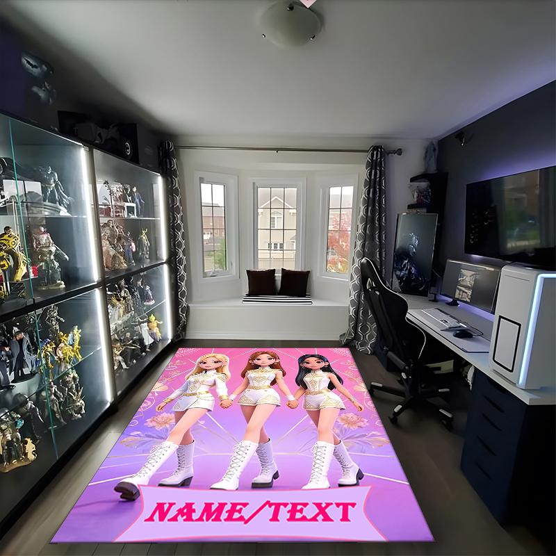 1PC Custom Name Sisters White" Theme Floor Mat Ideal for Living Room, Game Rooms, Office, Bedroom,Floor Mat Playful Design