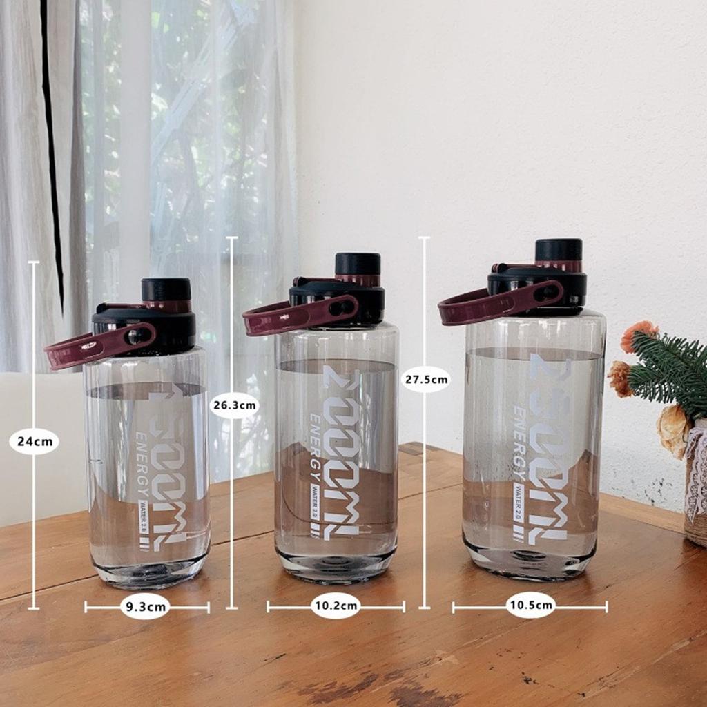 2L Sports Straw Water Bottle With Stickers Portable Large Capacity Fitness Bike Cup Summer Ice Cold Water Jug With Time Marker