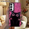 Phone Case: 2D Flat Samsung Galaxy A34 A35 M05 M06 S20 S22 S21 FE Plus 5G Protective Case, Couples Style, Cute Little Black Cat, Christmas and Hallowe
