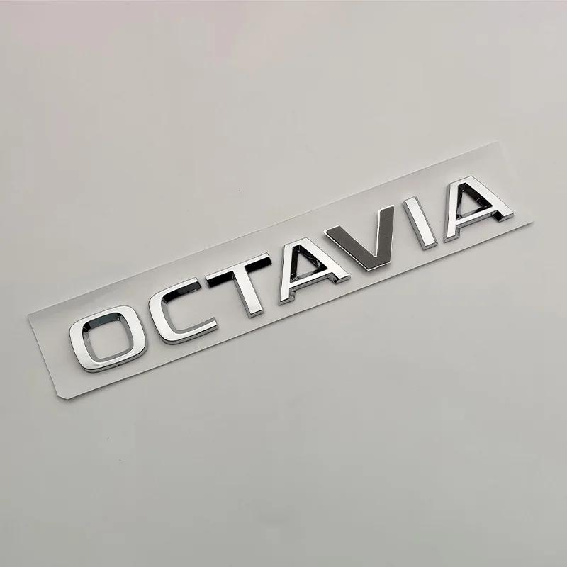 AAABU1 Auto Chrom Schwarz Logo Octavia Emblem Buchstaben Auto Heckklappen Aufkleber Für Skoda Octavia 1 2 3 4 MK3 MK4 MK5 RS VRS Zubehör