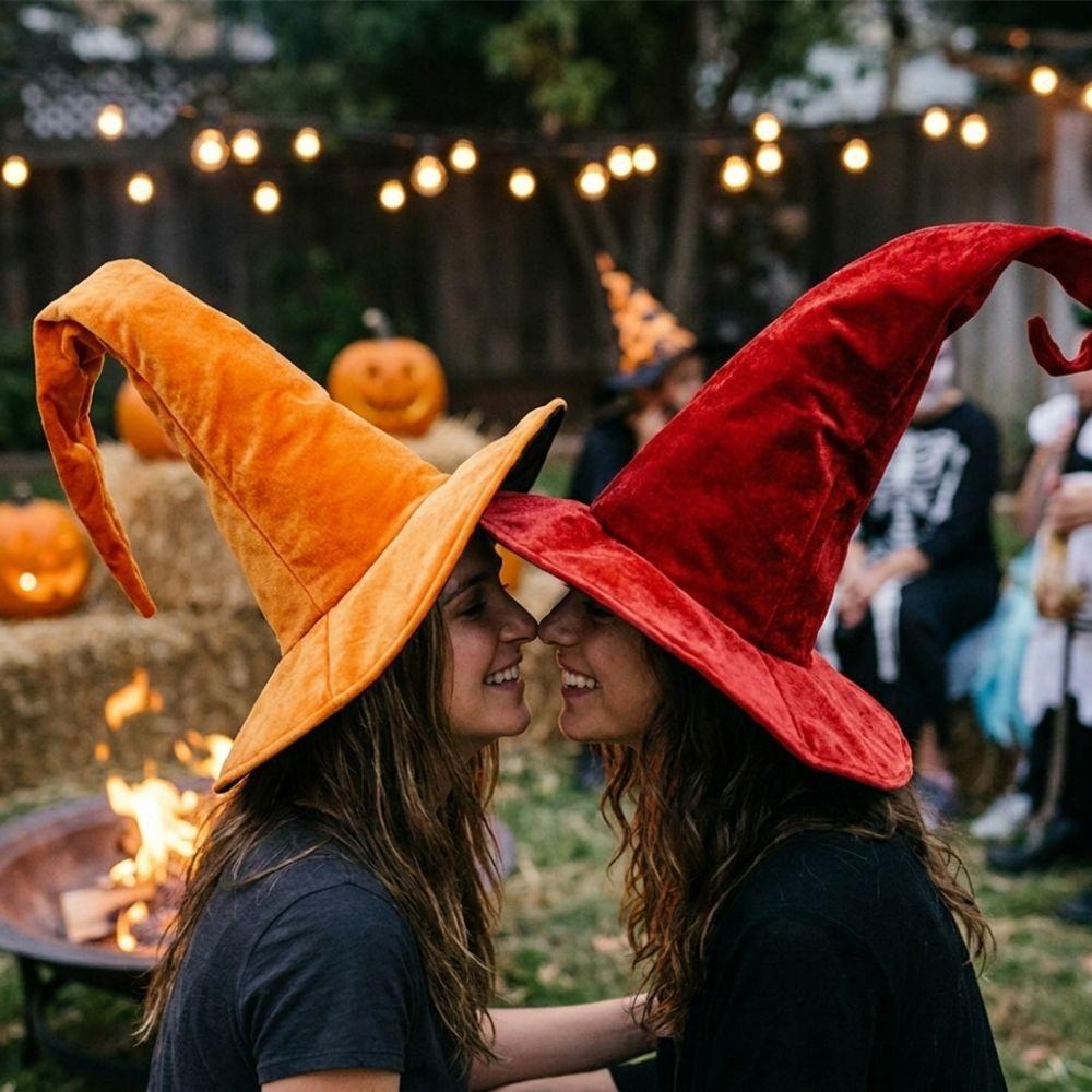 Velvet Halloween Witch Hat Large Witch Costume Hat Comfortable Plush Wizard Hat Role-Playing
