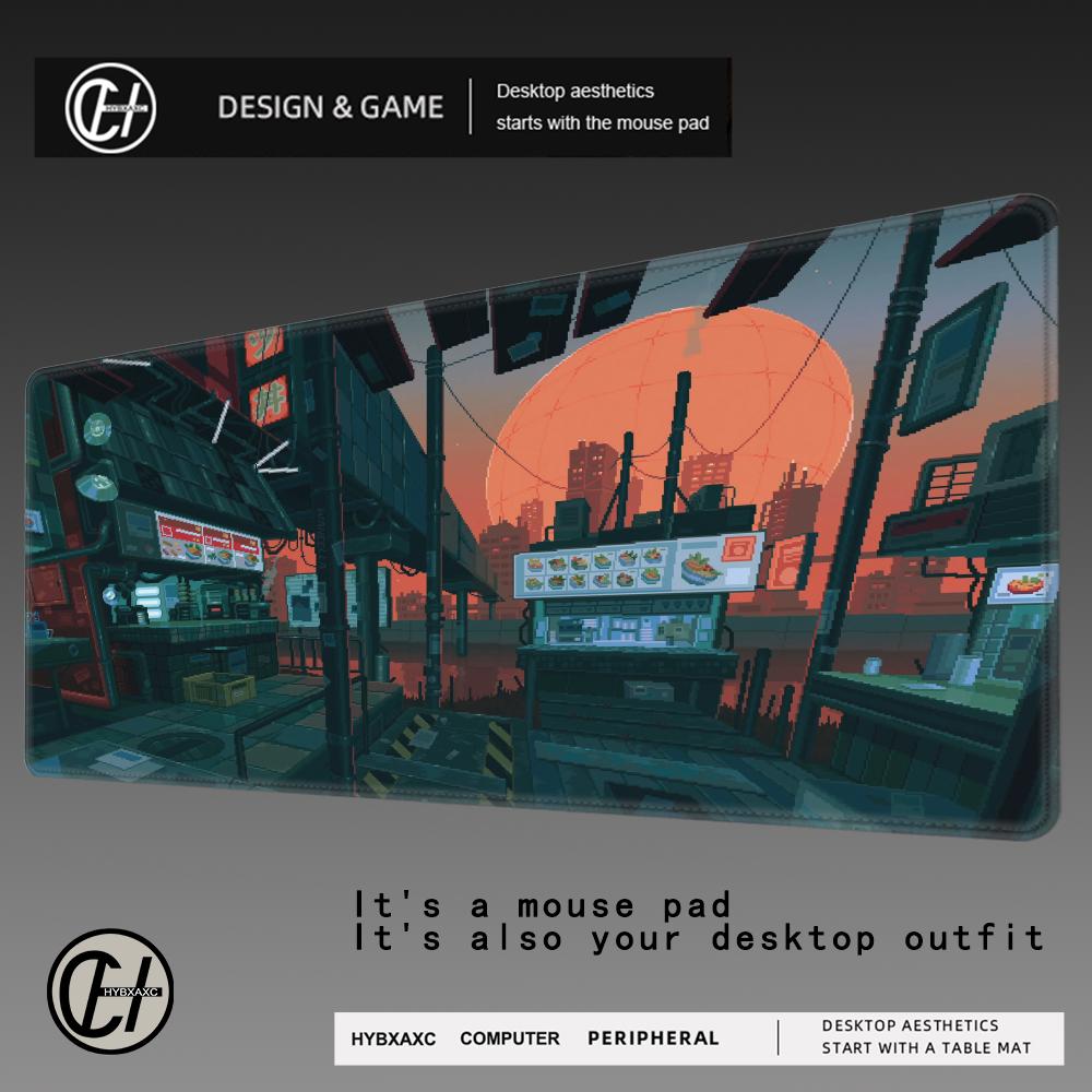 HYBXAXC Pixel Style Large Mouse Pad Gamer Computer and Office Table Desk Mat Gaming Hoom Accessories XL Art Mousepad Pc Cushion