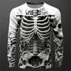 3D Print Skeleton Skulls Pattern Tops Casual Fashion T-shirts Sweatshirt Breathable Streetwear Loose Men's T-shirts