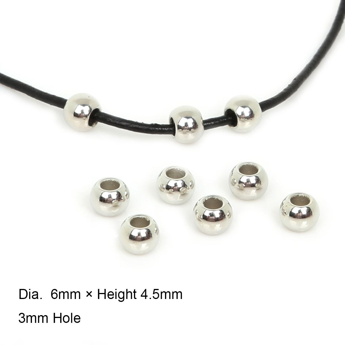 

30-300 шт. покрытые акрил пластик CCB круглые большие отверстия свободные бусины-разделители для изготовления браслетов DIY ювелирных изделий 6x4.5mm 200pcs серебряный