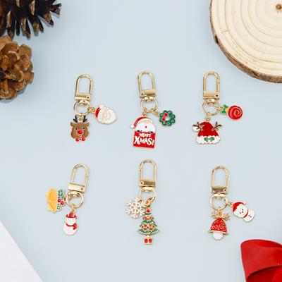 Mini kreslená vánoční klíčenka Roztomilý Santa sob sněhová vločka přívěsek na klíče přívěsky na tašku dámský přívěsek na pouzdro na sluchátka ozdoba do auta párty dárky