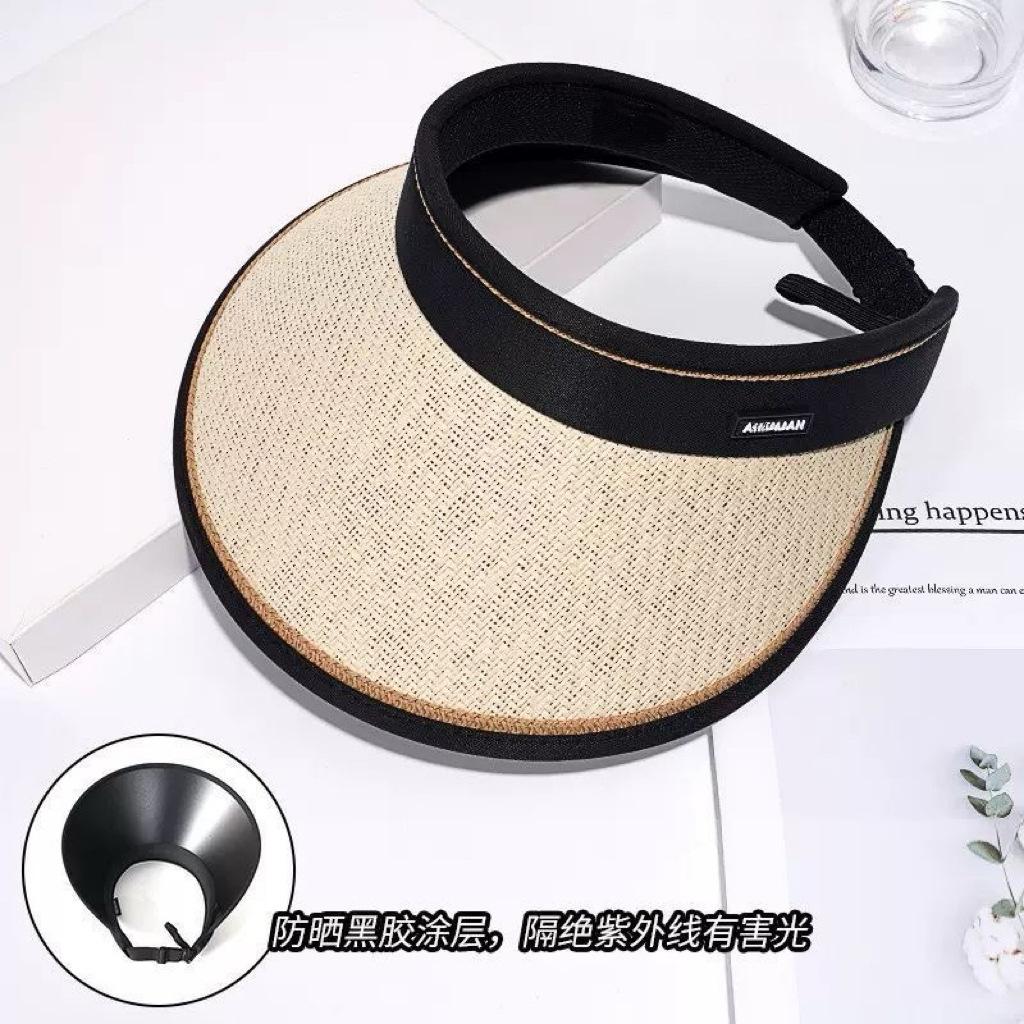 Straw empty hat women's summer foldable sun hat topless peak hat vinyl sunshade sunscreen hat outdoor