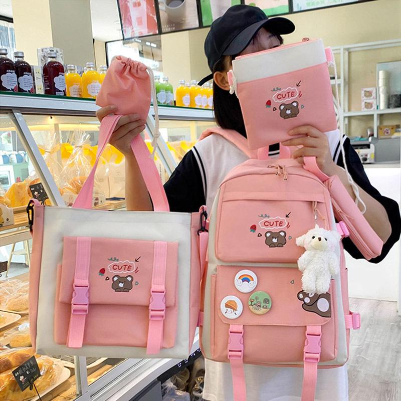 Backpack for Primary and Secondary School Students with Large Capacity Multi piece Backpack for Cute Junior High School Students