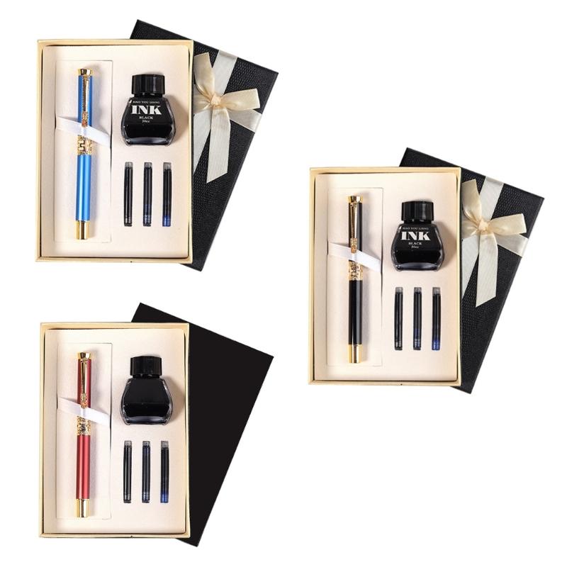 Retro Calligraphy Pen Refillable Classic Signature Pen Unique Chniese Dragon for Head Style Pen Clip for Adults Students