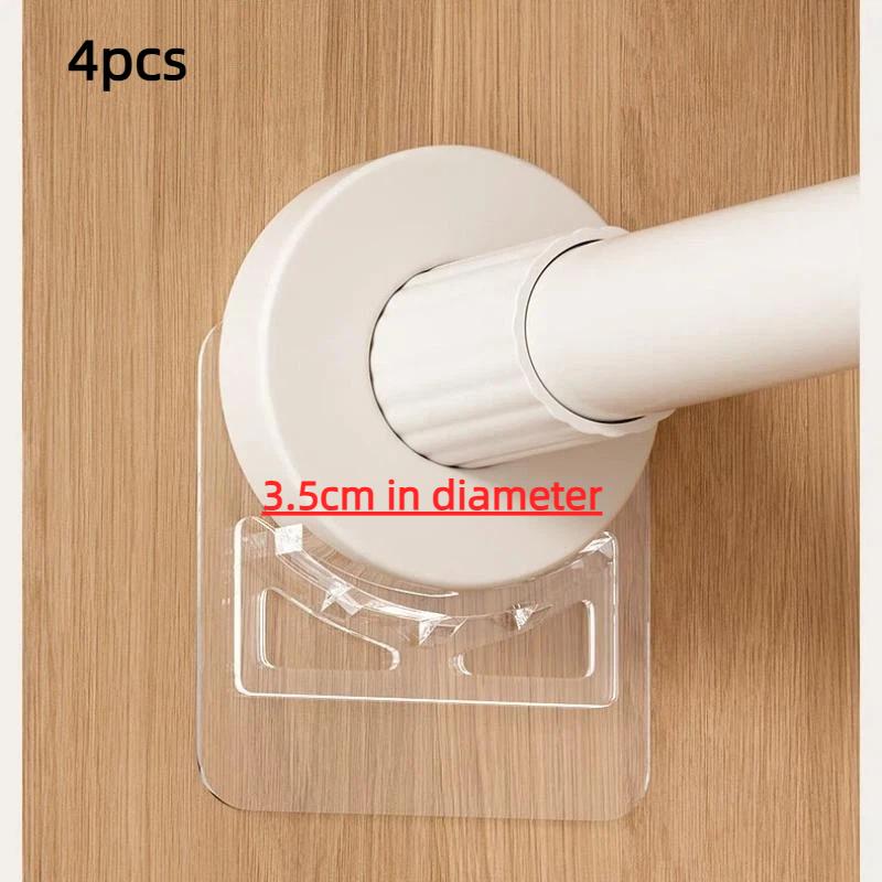 4 Pcs Transparent Adhesive Curtain Rod Brackets No Drilling Strong Load Bearing For Bathroom Bedroom Home Use