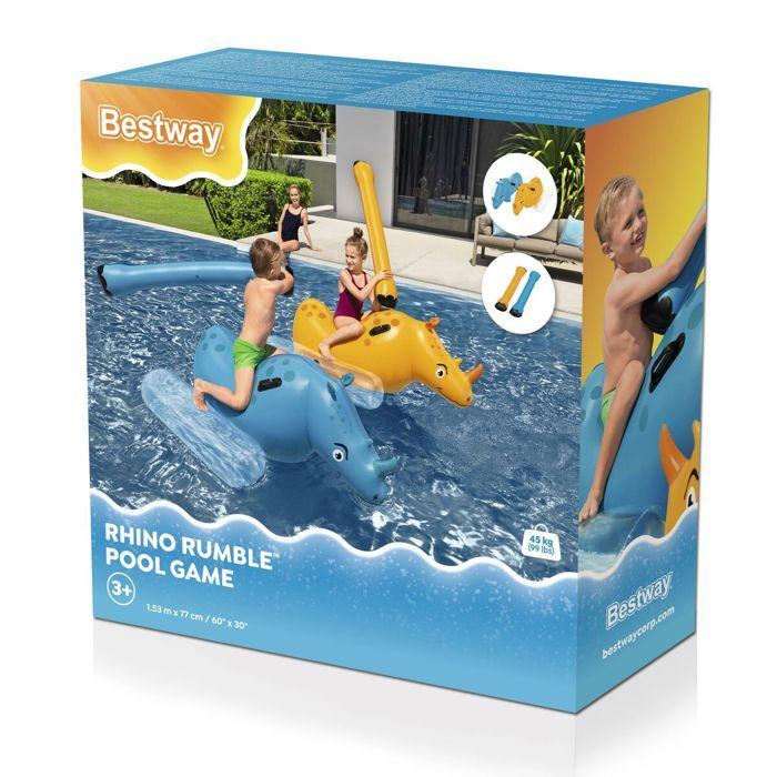 Inflatable Pool Game - Rhino Rumble (BESTWAY BEY41522) - Inflatable Ride-On Ring - Handles &; Inflatable Boats - From 3 Years